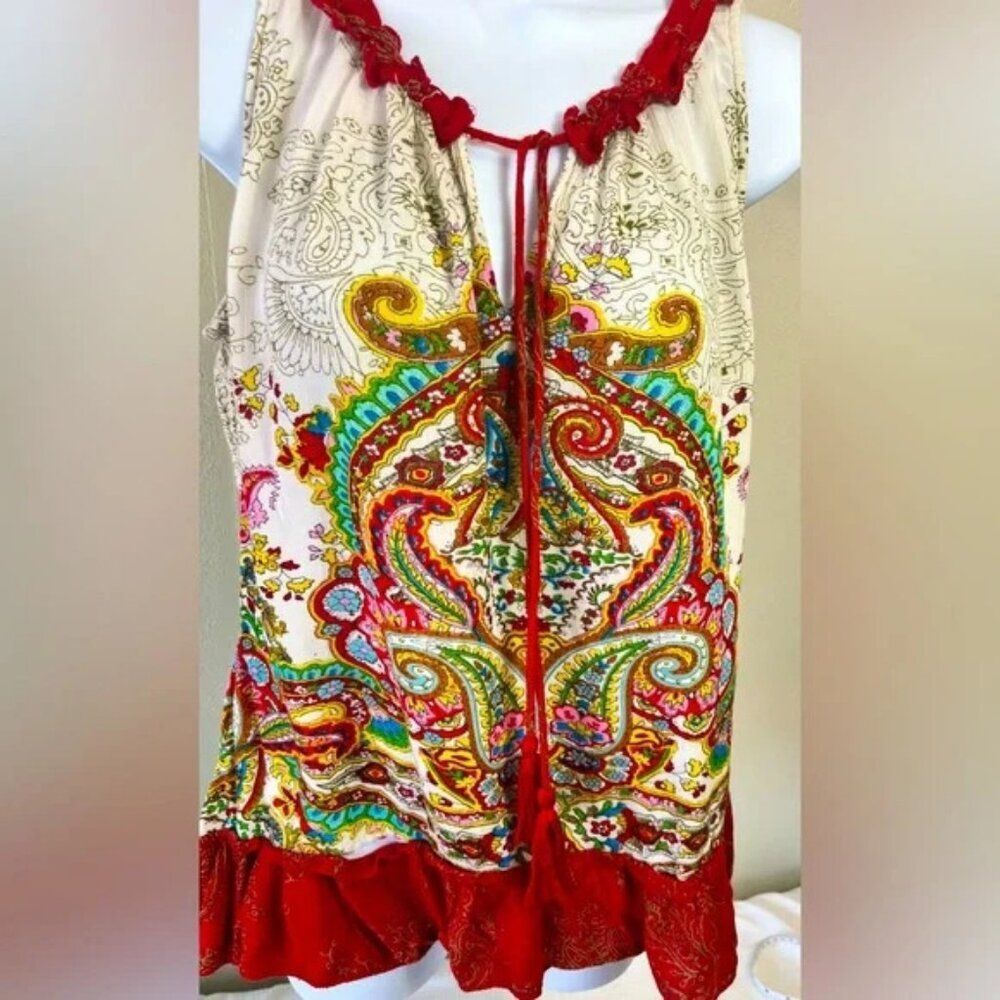 Anthropologie Bila colorful Paisley sleeveless tank top LG